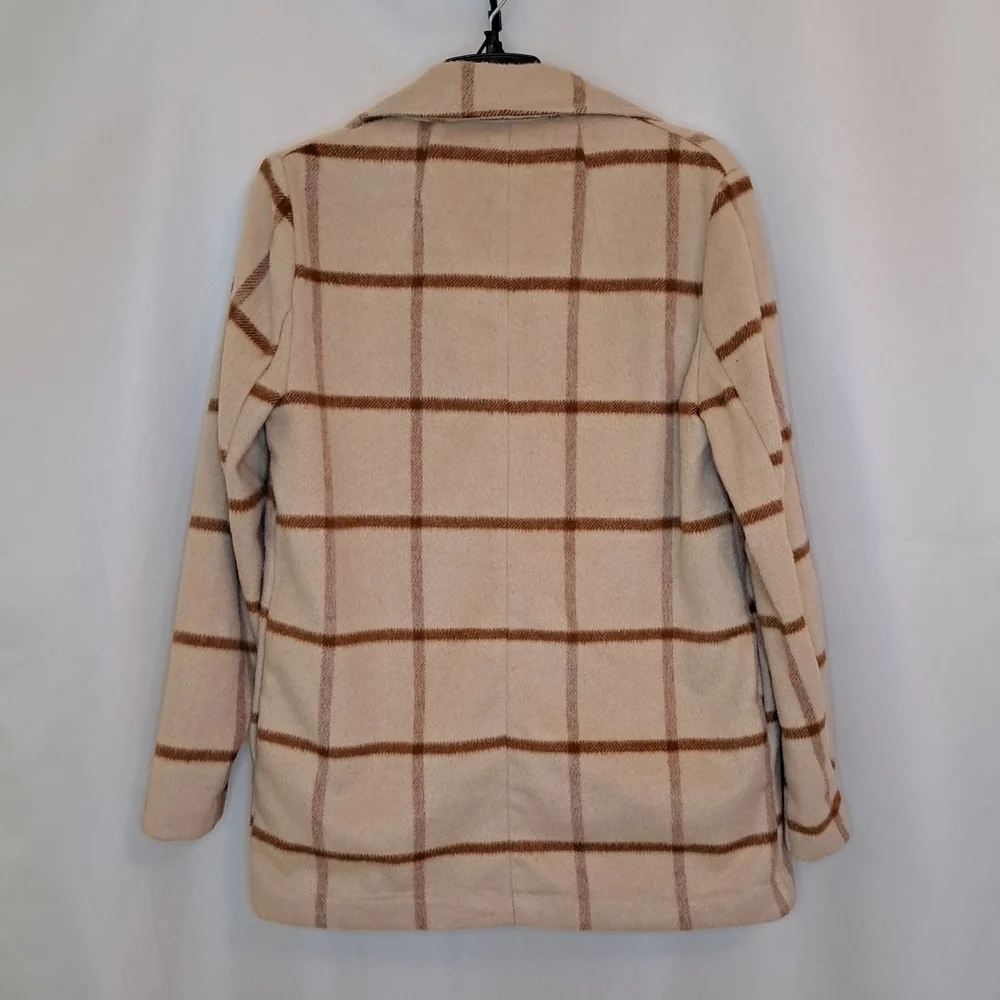 Joie Cream and Brown Plaid Blazer Women's Small Fits Like A Meduim Read #31 - Picture 2 of 7